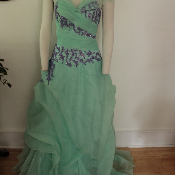Magic Miss.Com Teal and Purple Prom Dress - Picture 3 of 6